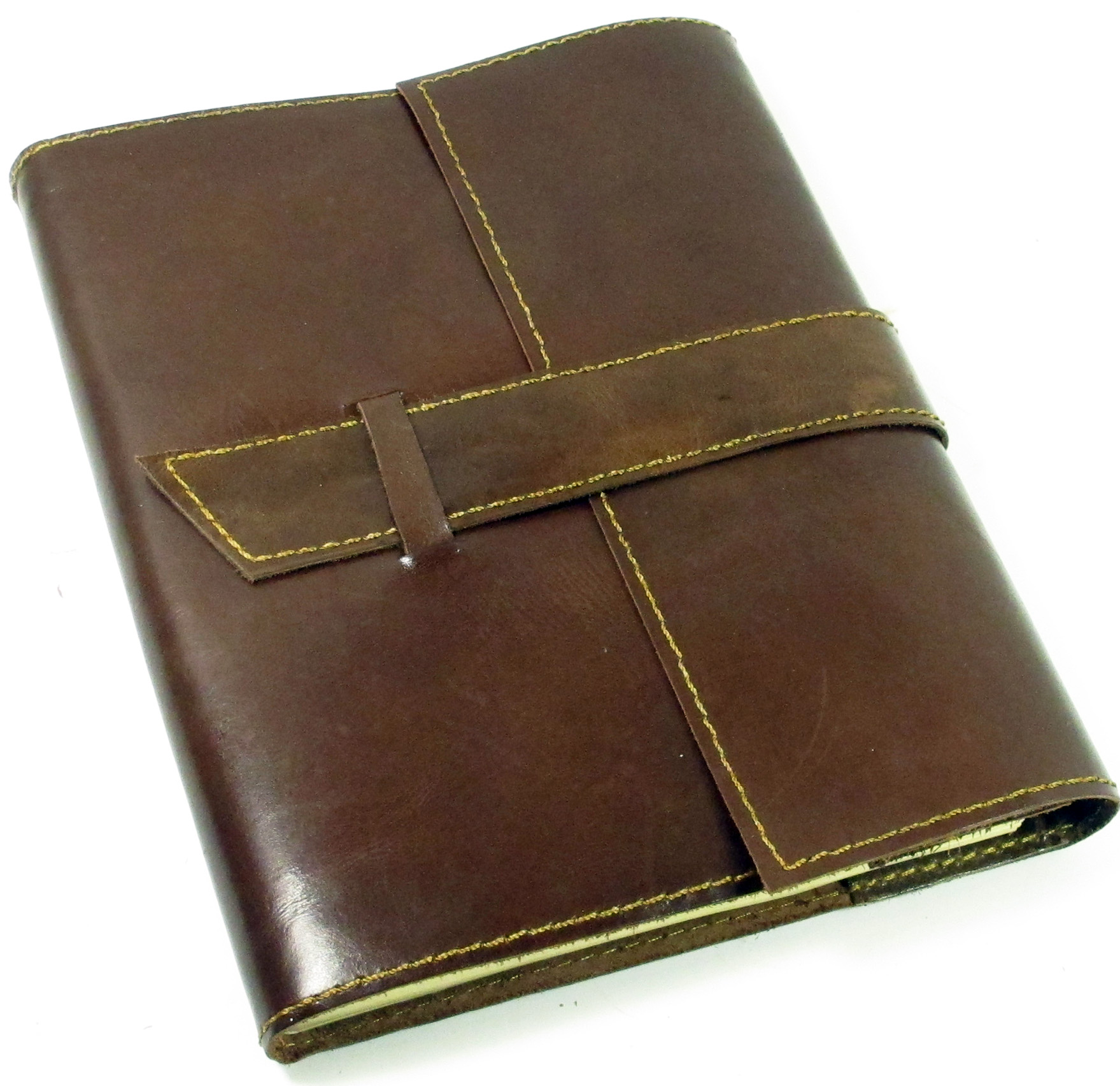Image for Handmade Leather and Paper Refillable Journal 8" x 6" - Saddle Brown