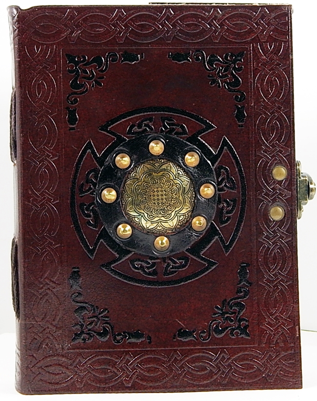 Image for Handmade Paper Brown Luxury Leather 5 x 7 Paper Journal with Brass Medallion by David Friedman